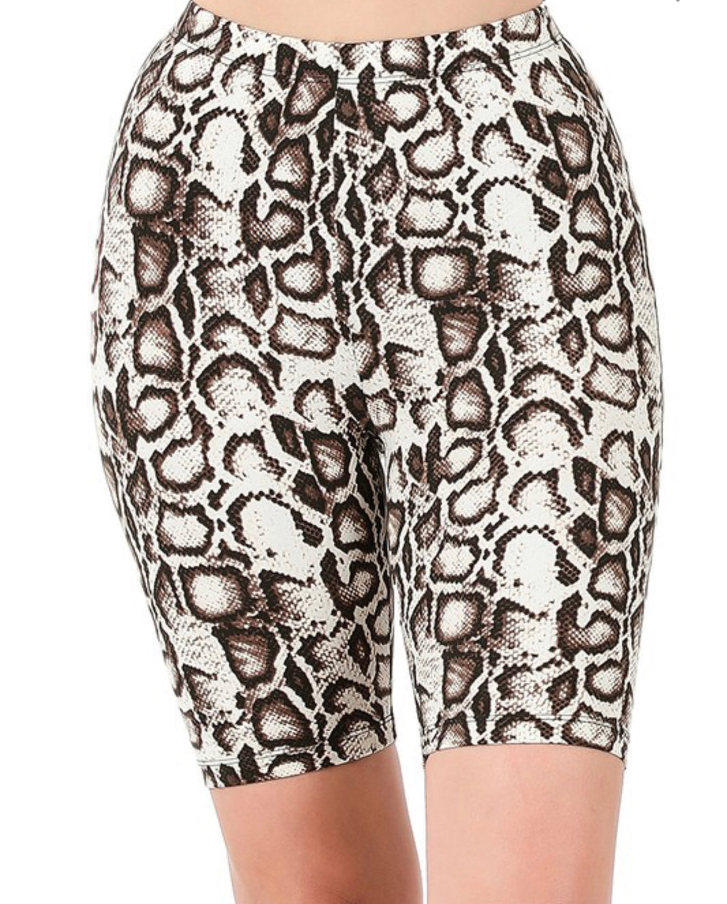 Slither-in snake skin animalistic biker shorts - Jean Rabel